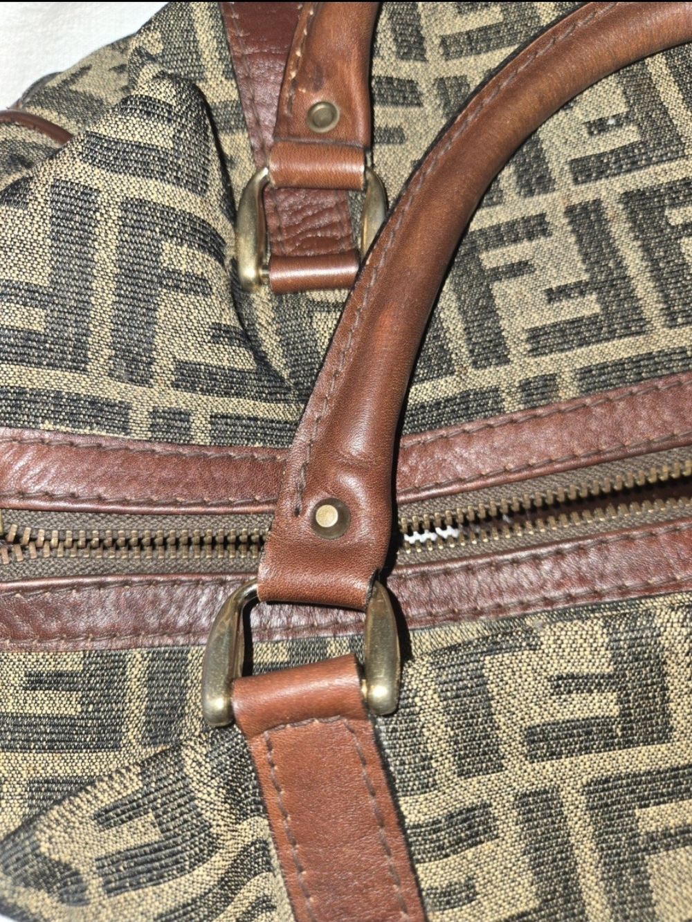 Authentic Fendi Zucca FF Monogram Canvas & Leather Boston Bag – Vintage - Picture 7 of 16